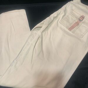 BeBop Cream Wide-Leg Pants with Pink Back-Pocket Strap